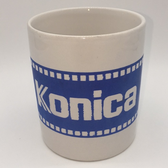 Konica Cameras & Film Advertising Coffee Tea Mug Ceramic Vintage 1980s - Picture 1 of 8